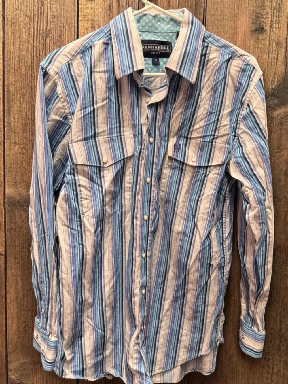 Panhandle Blue Stripe Button-Down Western Shirt MEDIUM